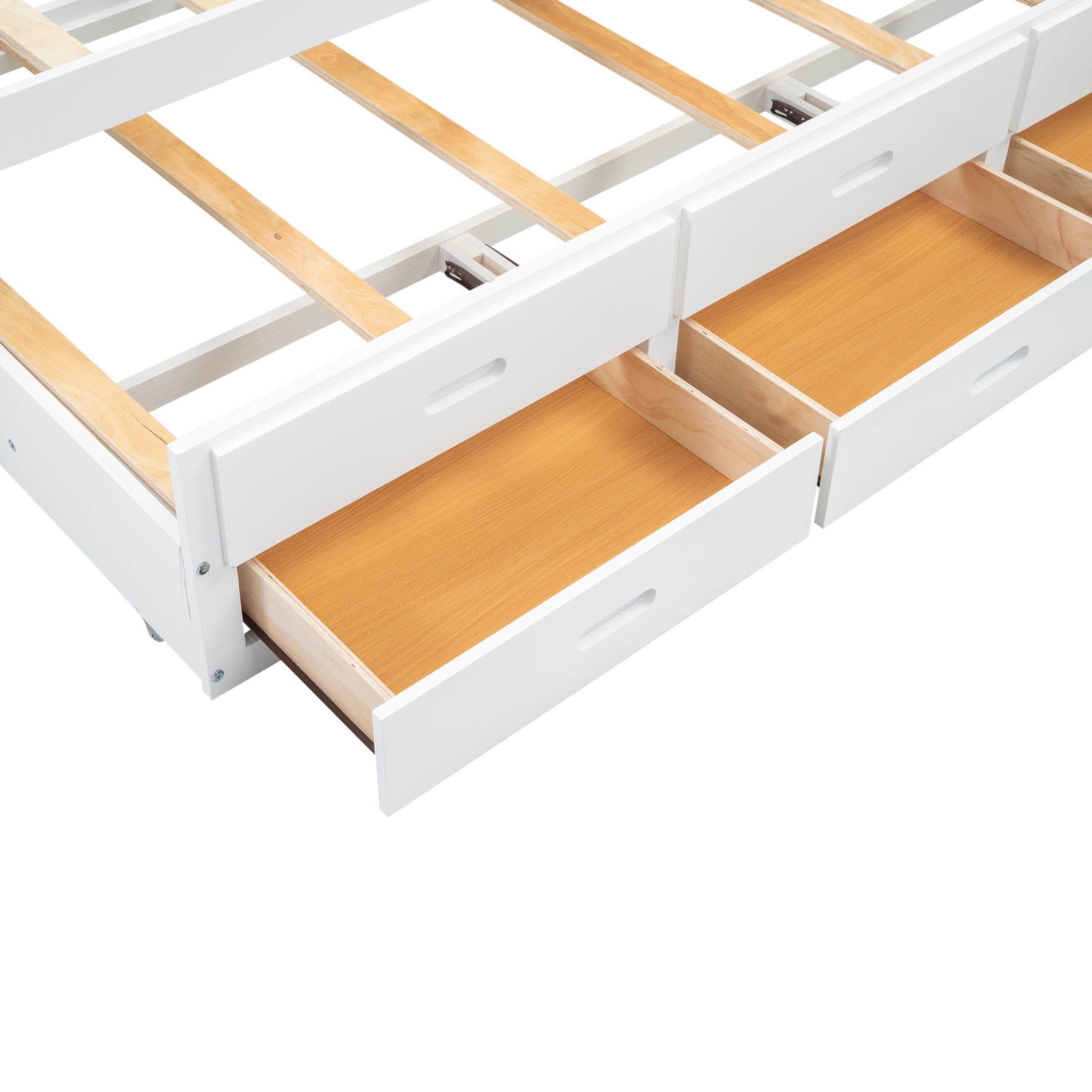 Noble House Lornic Full Size Platform Bed with Trundle and Drawers, Charging Station and Storage Shelves, White