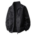 thumbnail image 1 of Ceisia Men's Casual Flip Collar Zipper Jacket with Pockets Oversized Contrast Hood Gift Outerwear, 1 of 6