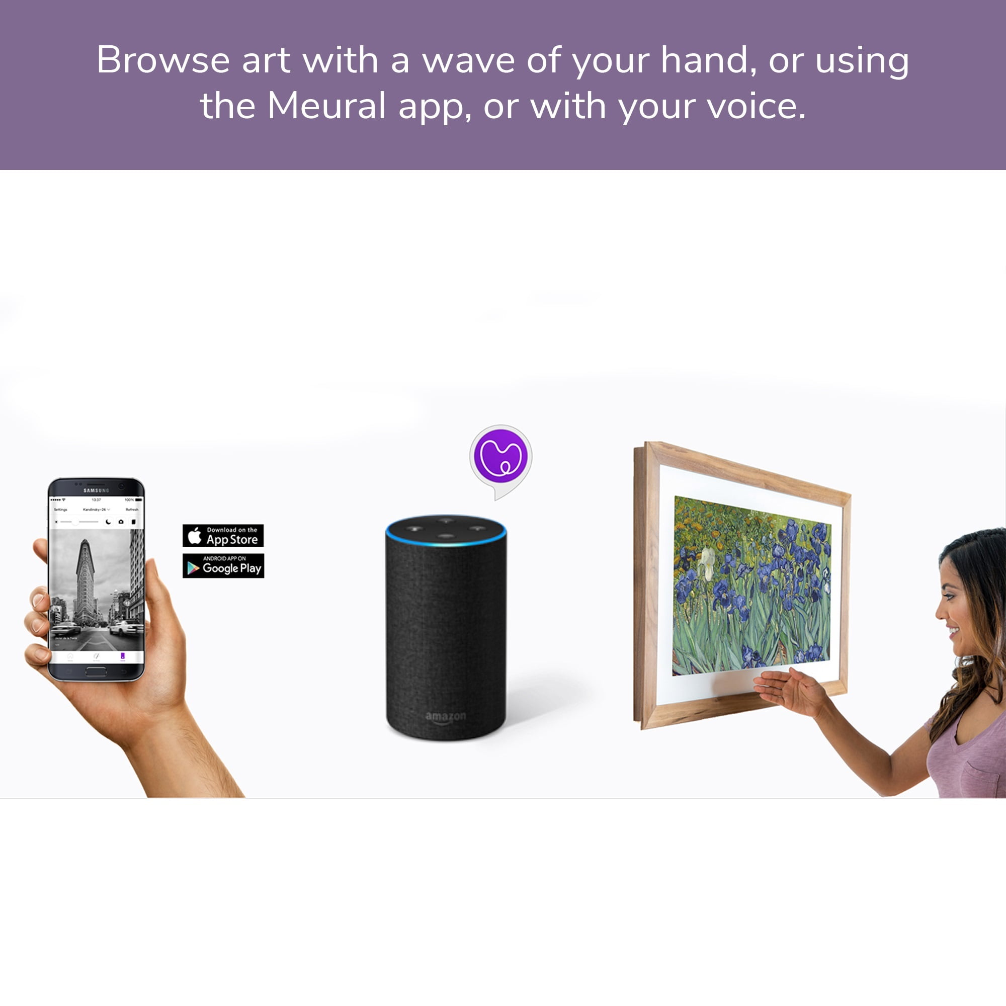 Meural Canvas 27? ? Winslow Walnut | WiFi connected smart art frame, Powered by NETGEAR (MC227HW-100PAS)