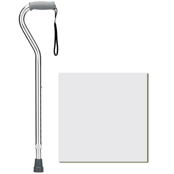 NOVA Heavy Duty Walking Cane with Offset Handle Silver