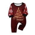 thumbnail image 3 of Family Pajamas Matching Sets - 2 piece Red Christmas Tree Print Long Sleeve Tops + Pants Loungewear Sets, Funny Cartoon Family Christmas Pajamas for Christmas Eve for 12 Months Pjs, 3 of 3