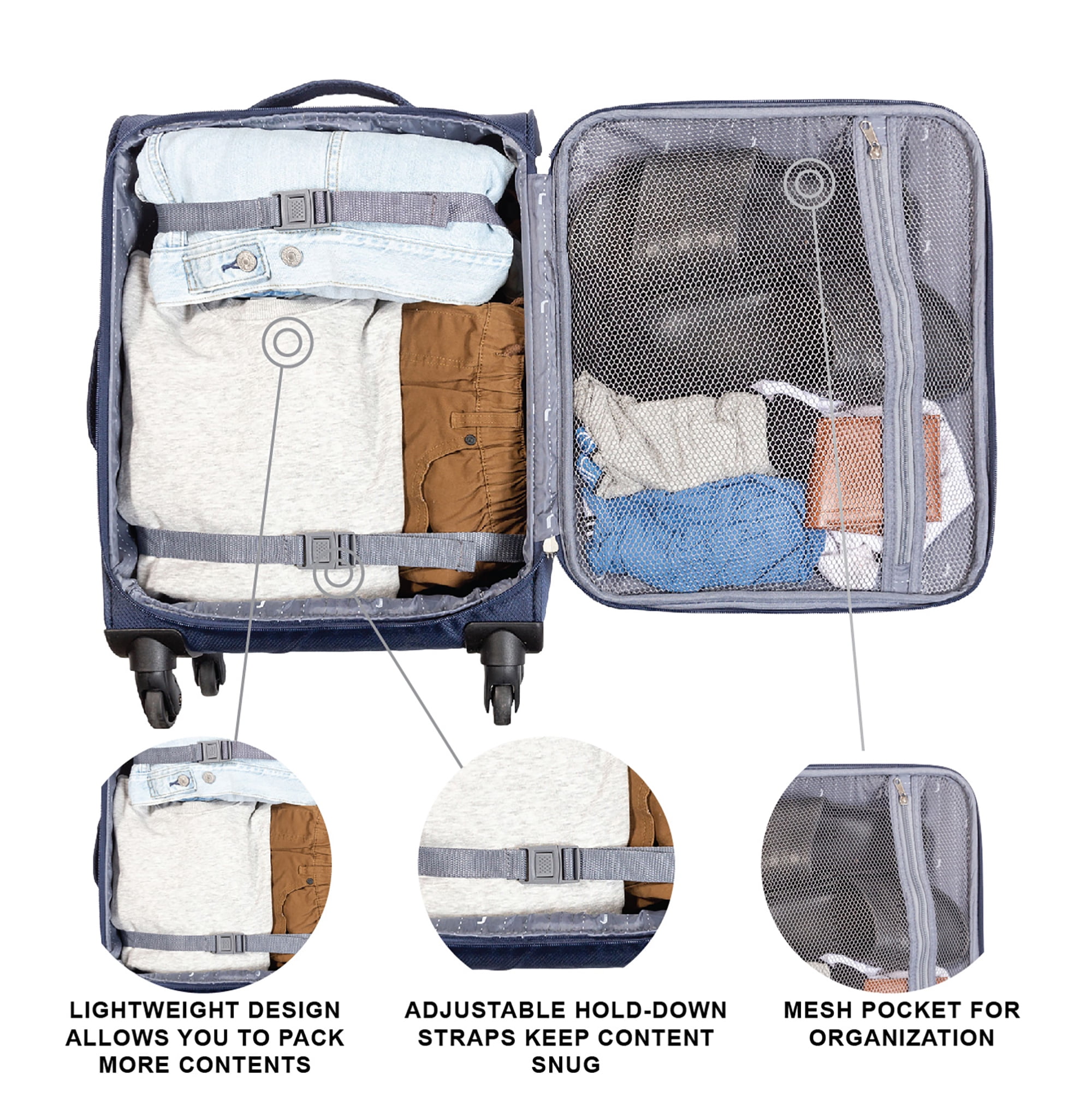 Jetstream Softside Carry-On Luggage, Lightweight Rolling Travel Suitcase with Spinner Wheels