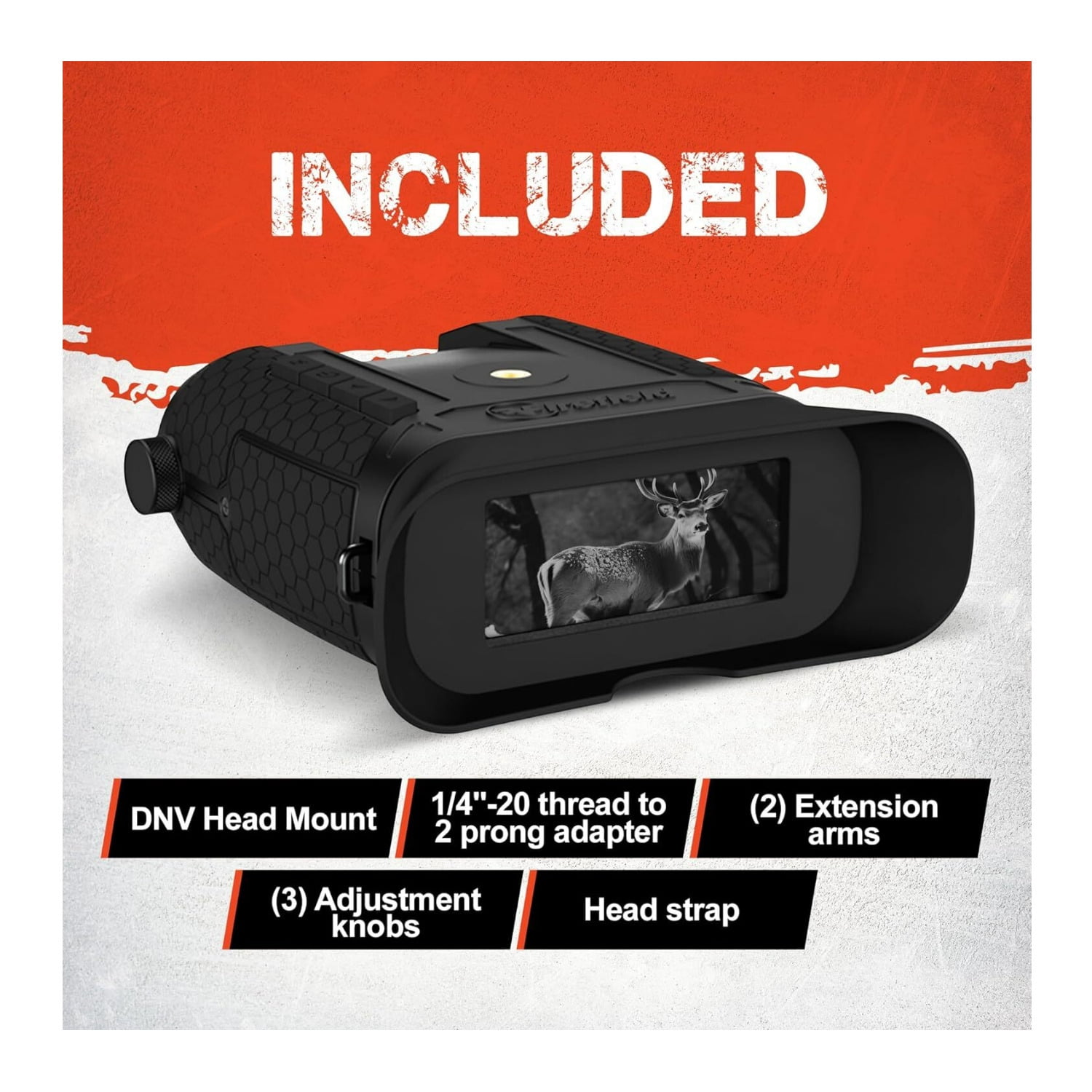 Firefield Hexcore HD 1-3x Digital Night Vision Binocular with 1280x720 Sensor, IR Illuminator, Photo and Video Recording, and 8-Hour Battery (Black)