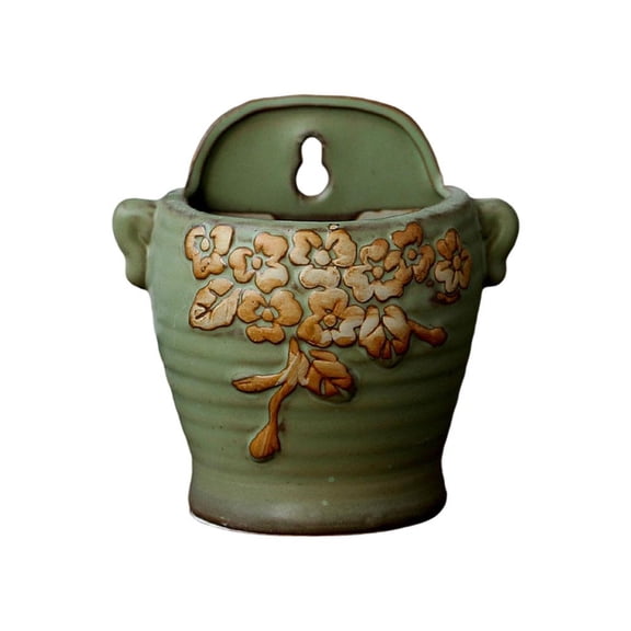 Wall Mounted Ceramic Flower Pot Retro Design Hanging Planter for Vertical Garden Home Decoration