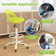 thumbnail image 6 of Gymax Drafting Stool Rolling Tall Desk Chair w/ Wheels Low Backrest Footrest Green, 6 of 10