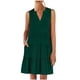 thumbnail image 1 of Vestidos de Manga Corta Casual para las Mujeres V Cuello Ruffle Mini Túnica, Sexy Elegante Vestido de Fiesta Del Club para las Vacaciones, Mezcla de Poliéster de Color Sólido, 1 of 9