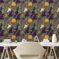 thumbnail image 2 of Ambesonne Halloween Peel & Stick Wallpaper for Home, Pumpkin Cat Witch Hat Art, 13"x36", Dark Purple Pale Orange, 2 of 5