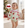 thumbnail image 6 of Rdhnmea Newborn Baby Girl Christmas Outfit Gingerbread Smocked Bubble Romper Candy Cane Plaid Jumpsuits with Bow Headband My First Xmas Clothes, 6 of 9