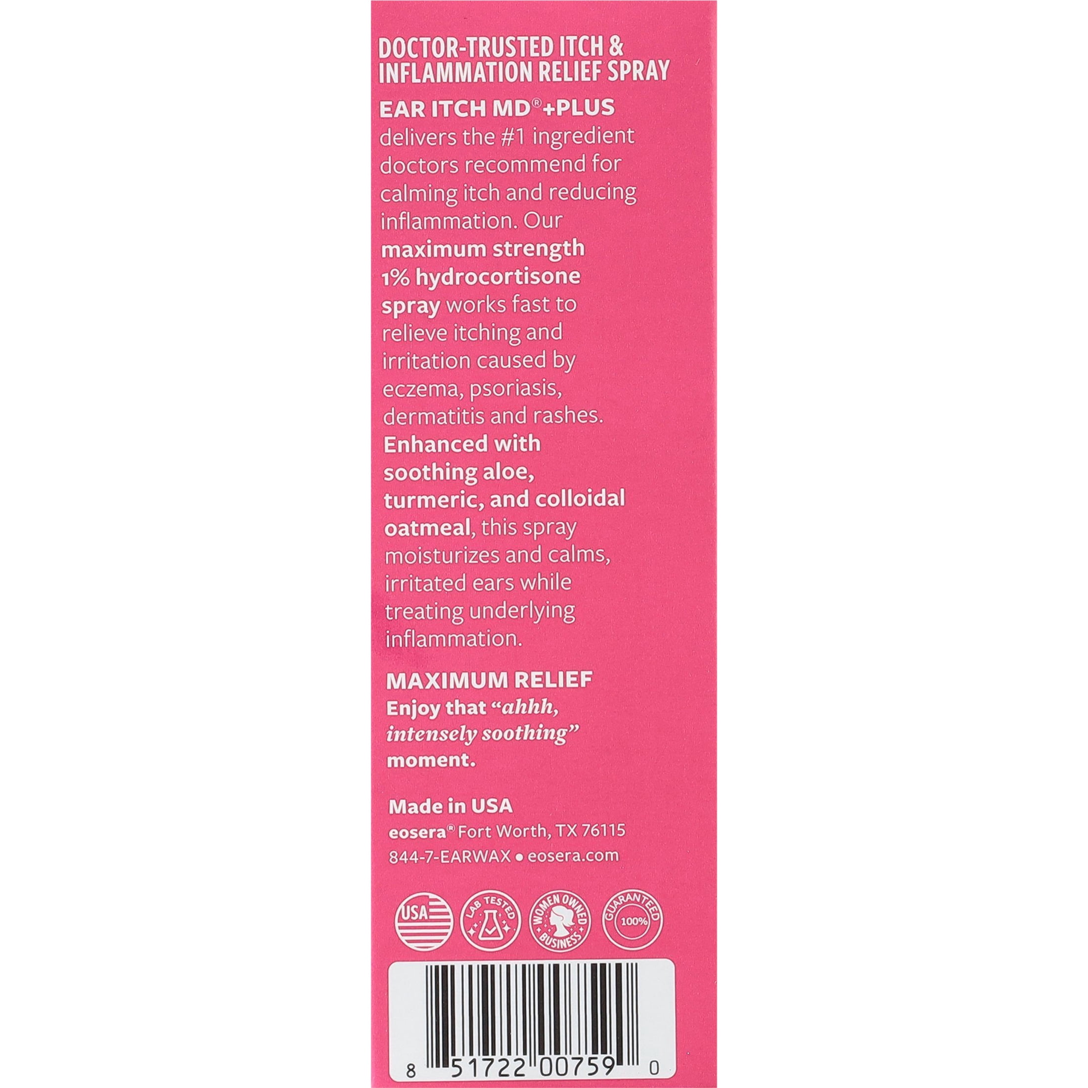 (2 pack) Eosera Ear Itch MD Plus Anti-Itch Ear Drops with 1% Hydrocortisone, 10 mL