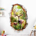 thumbnail image 1 of Adhesivos de pared 3D con forma de bosque de ciervos que atraviesan la pared, PVC, 60 x 90 cm, 1 of 2