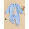 thumbnail image 2 of ZINTAOZT Easter Baby Boy Girl Outfit Embroidery Bunny Rompers Bunny Tail Jumpsuit Unisex Newborn Infant Easter Clothes, 2 of 8