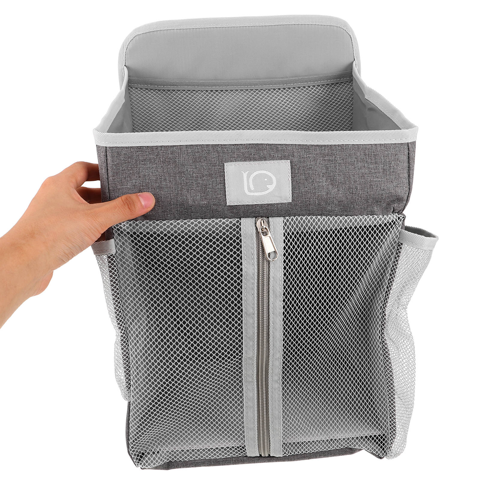 TEHAUX Baby Bedside Storage Bag Dark Grey Polyester Organizer for Nursery and Home, 1 Pack, Multi-Pocket Design