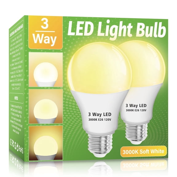 3 Way 3000K LED Bulb 2Pack