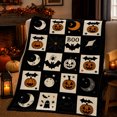 thumbnail image 7 of Qiulaii Vintage Patchwork Halloween Flannel Throw Blanket, Soft Cozy Flannel Sofa Bed Cover, Lightweight Decorative Blanket for Indoor Leisure, Halloween Party Farmhouse Home Decor, (A), 7 of 7