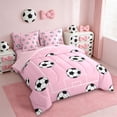 thumbnail image 2 of Erosebridal Soccer Kids 7pcs Bedding Comforter Set,Football Lovers Ball Games Queen Bedding Sets For Boys Teens,Reversible Pink, 2 of 7