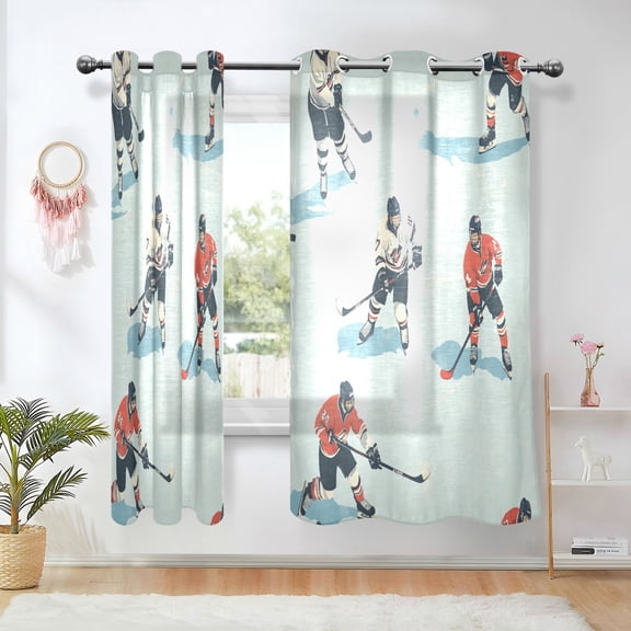Yayeee Window Curtains Light Filtering 63"x42" Grommet Panel Pair Home Living Room Decor, Ice Play
