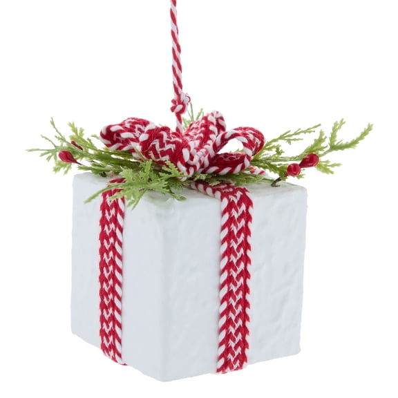 Red/White/Green Gift Box Christmas Ornament, 4.8 in, by Holiday Time