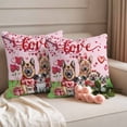 thumbnail image 2 of Valentine's Day Pillow Covers 2 Pack Watercolor Cute Dogs Red Rose Floral Love Heart Tree Pink Pillowcase Waterproof Outdoor Throw Pillow Cover for Patio Garden Square Cushion 26”x26”, 2 of 9