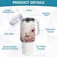 thumbnail image 4 of GZHJMY Watercolour Colourful Flower Pattern Stainless Steel Vacuum Insulated Mug, Insulated Straw Mug with Handle, Reusable Insulated Travel Mug, 4 of 7