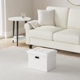 thumbnail image 2 of Storage Ottoman 17x13x13in Leather Rectangle Foot Rest Folding Bench Seat Organizer Entryway Furniture with Handles Lid White, 2 of 10