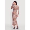 thumbnail image 3 of Women's Long Sleeve Floral Ruched Mesh Maxi Dress, 3 of 3