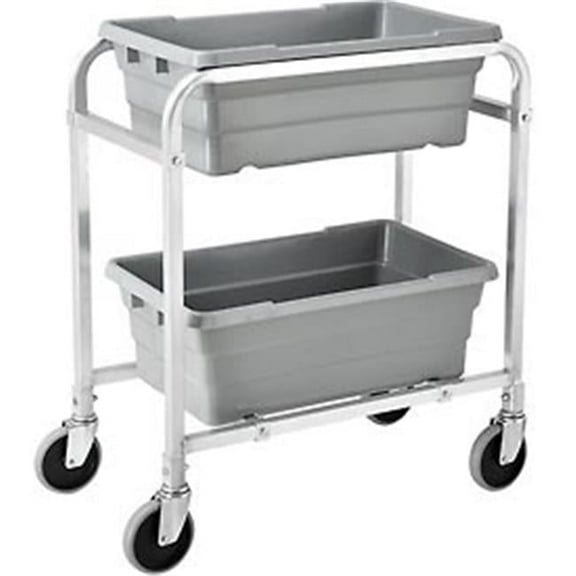 NSF Aluminum Lug Cart - 28 x 16 x 33 in., 2 Tote Capacity, Unassembled - Gray