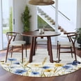 thumbnail image 4 of Blue Yellow Floral Round Area&nbsp;Rug 5ft Butterfly Watercolor Plants Non-Slip&nbsp;Washable Circle Rugs Soft Felt Indoor Floor Mat for Bedroom Kitchen Living Room Bathroom, 4 of 9