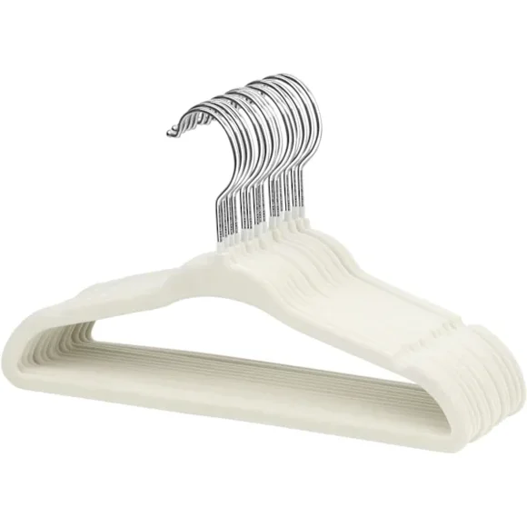 【xj】Flocked hangers for children, baby hangers for clothes, space-saving, non-slip, 10-pack