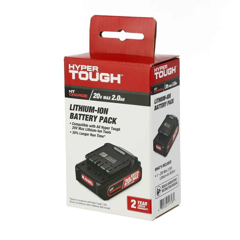 Hyper Tough 20V MAX 2.0Ah Lithium-ion Rechargeable Battery Hyper Tough 20V MAX 2.0Ah Lithium-ion Rechargeable Battery