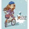 thumbnail image 3 of Ambesonne Retro Duvet Cover Sets, Cartoon Girl with Bike, 2-King, Purple Grey and White, 3 of 7