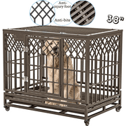 SMONTER Heavy Duty Dog Crate, Y Shape, Metal Kennel for Large Dogs