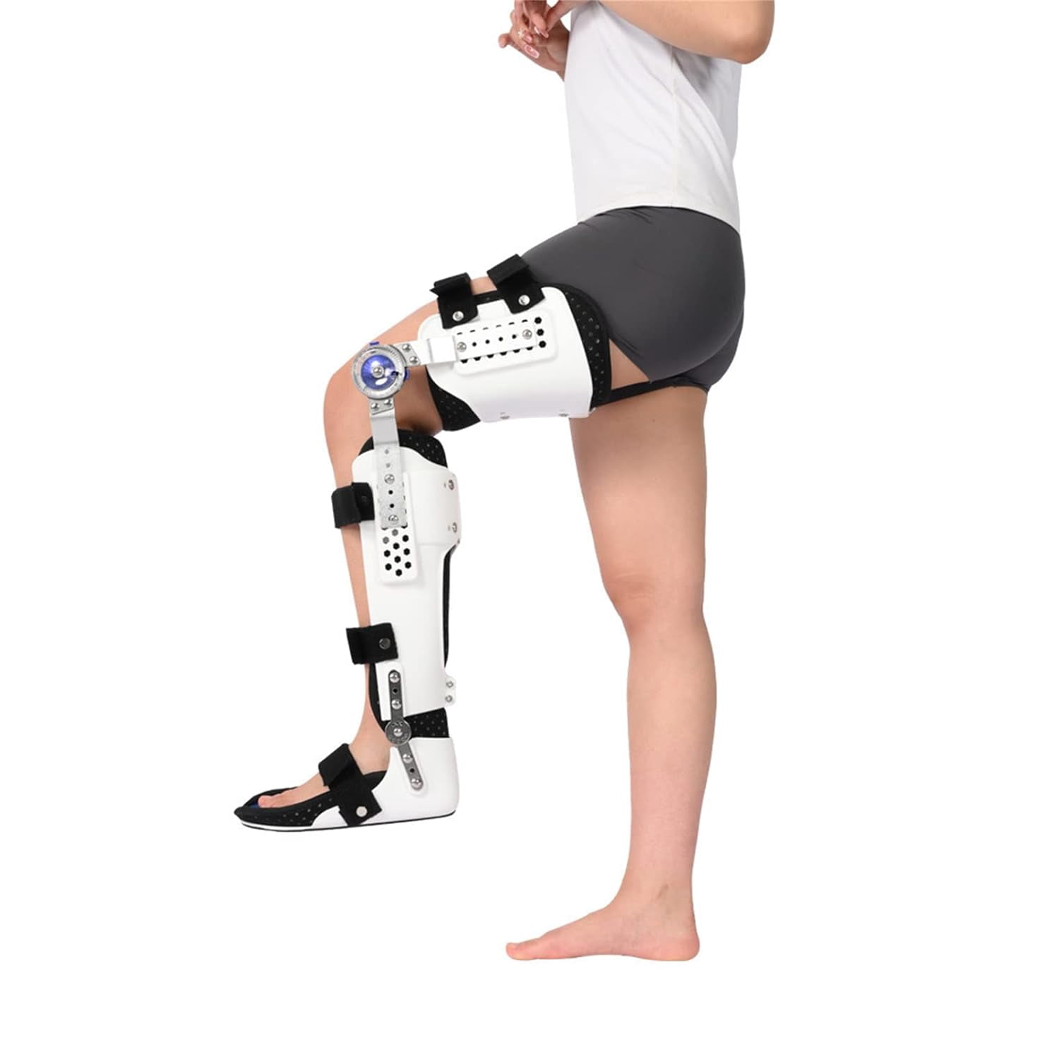 Adjustable Full Leg Brace for Post-Activity Support, Hinged Knee Ankle Foot Orthosis for Men and Women, Comfortable & Breathable Design