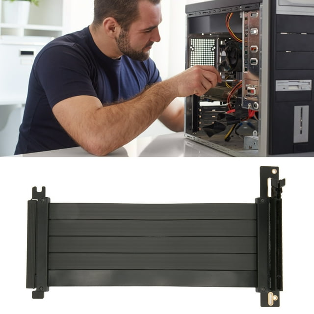 PCIE 4.0 X16 Riser Cable, High Speed Flexible 90 Degree Right Angle Port GPU Graphics Card Extension 60cmPCIE 60cm