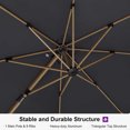 thumbnail image 3 of PURPLE LEAF 10FT Patio Umbrella With Base Square Cantilever Umbrella Teak Finished Aluminum Frame Large Windproof Offset Outdoor Sun Umbrellas for Beach Pool Deck, Grey, 3 of 11