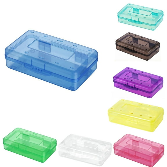 Large Capacity Clear Plastic Pencil Case, Multi-Purpose Stackable Stationery Organizer Transparent Hard Crayon Storage Box, Plastic Storage Box for Office Supplies