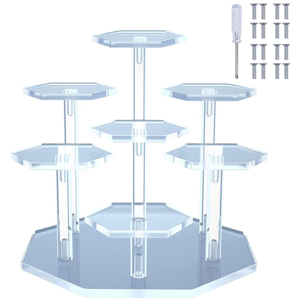 Acrylic Display Stand for Action Figures Collectibles Display Organizer Holder 7-Tier Display Rack for Figures Toys Dolls Jewelry Collectibles Cosmetic Items Display Risers Rack