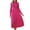 Hot Pink, variant on IROINNID Maxi Dress for Women Round Neck Long Sleeve Pleated A-line Solid Color Dress ,Hot Pink