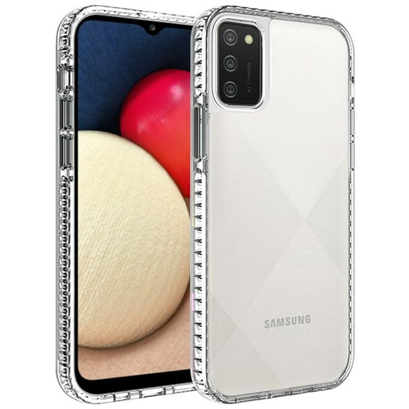 For Samsung Galaxy A02S Crystal Transparent Rugged Shockproof Hybrid PC TPU Colorful Buttons Military Grade Protection Back Cover ,Xpm Phone Case [Clear Black]