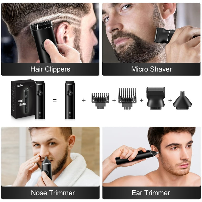 Sejoy Men's Trimmer,Hair Clippers, Electric Nose Haircut Mustache Body Trimmer Cordless Foil Shaver Grooming Kit,USB Rechargeable and LED Travel,Black - Walmart.com