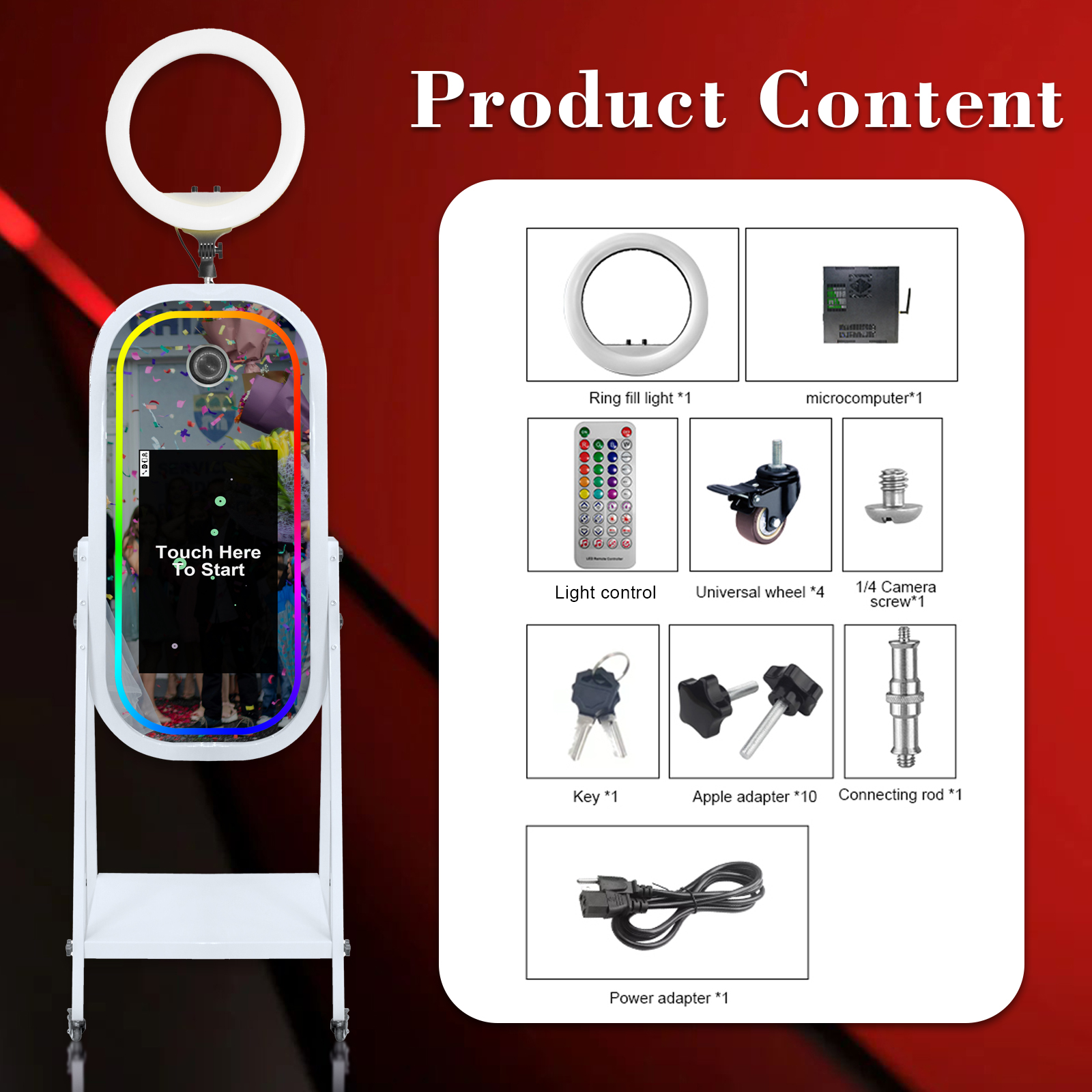 Portable Mirror Photo Booth Machine with 21.5inch Touch Screen Selfie Photo Booth Machine for Party