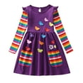 thumbnail image 1 of Odeerbi Niñas de Manga Larga Del Arco Iris A Rayas Vestido de Algodón Vestido de Línea A Niños Empalme de Color de Impresión Vestido, 1 of 9
