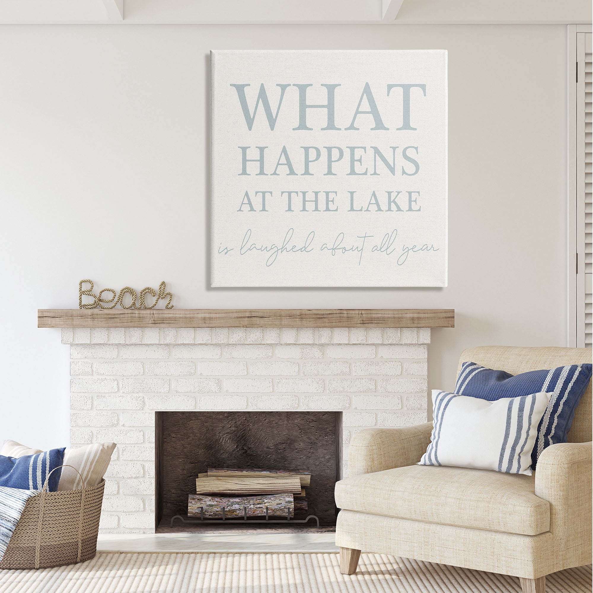 Stupell Industries Funny Lake House Phrase Nature Painting Gallery Wrapped Canvas Print Wall Art, 36 x 36