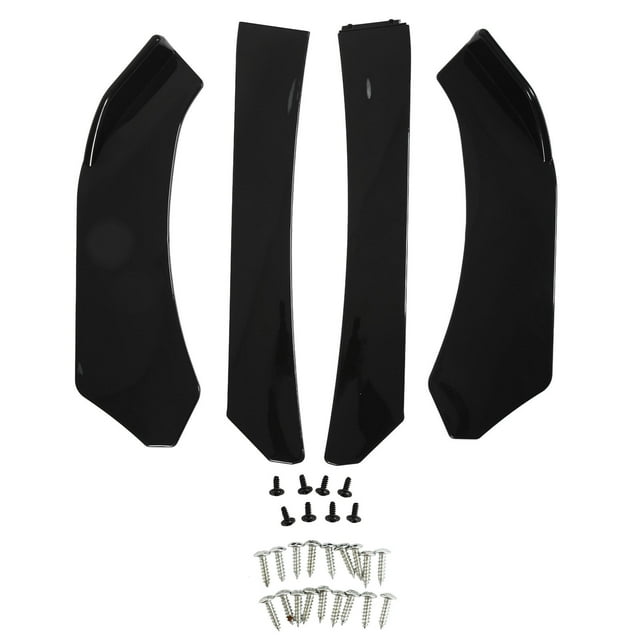 4 piezas de alerón de parachoques delantero, estilo negro brillante, divisor universal de alerón de parachoques delantero.