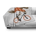 thumbnail image 3 of Horse Soft Flannel Fleece Throw Blanket, Illustration of Cyclist Horse Riding a Bicycle and Wearing Orange Outfits, Cozy Plush for Indoor and Outdoor Use, 50" x 60", Brown Orange Black, by Ambesonne, 3 of 6
