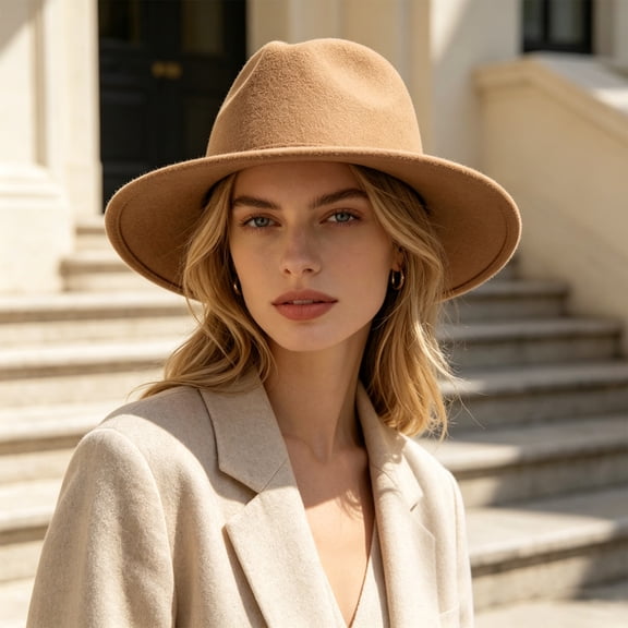 bestolf Unisex Fedora Hat, Short Brim Wool Blend Hat, Retro Panama Cap