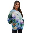 thumbnail image 7 of Xoenoiee Dragonfly Hydrangea Flower Print Women's Long Sleeve Sweatshirts Pullover Casual Crewneck Tunic Tops Drop Shoulder Sweartshirts with Side Slits, Size S, 7 of 7