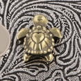 thumbnail image 2 of Figura de tortuga de latón vintage, mini estatua de tortuga de metal dorado, animal Feng Shui, buena suerte, riqueza, coleccionable para el hogar y la oficina., 2 of 5