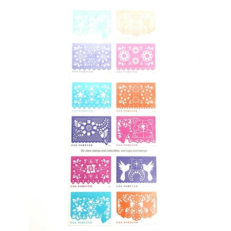 colorful celebrations book of 20 usps forever postage stamps papel picado (pierced paper) mexico