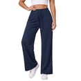 thumbnail image 2 of ValueVibe Women's Lightweight Wide Leg Sweatpants Mid Rise Drawstring Loose Casual Lounge Pants, Navy Blue S-2XL, 2 of 7