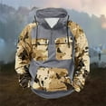 thumbnail image 2 of LMOIPLI Camouflage Print Hoodies for Men Military Mens Fleece Lined Quarter Zip Cargo Sweatshirt with Multi Pockets Gray XL, 2 of 4